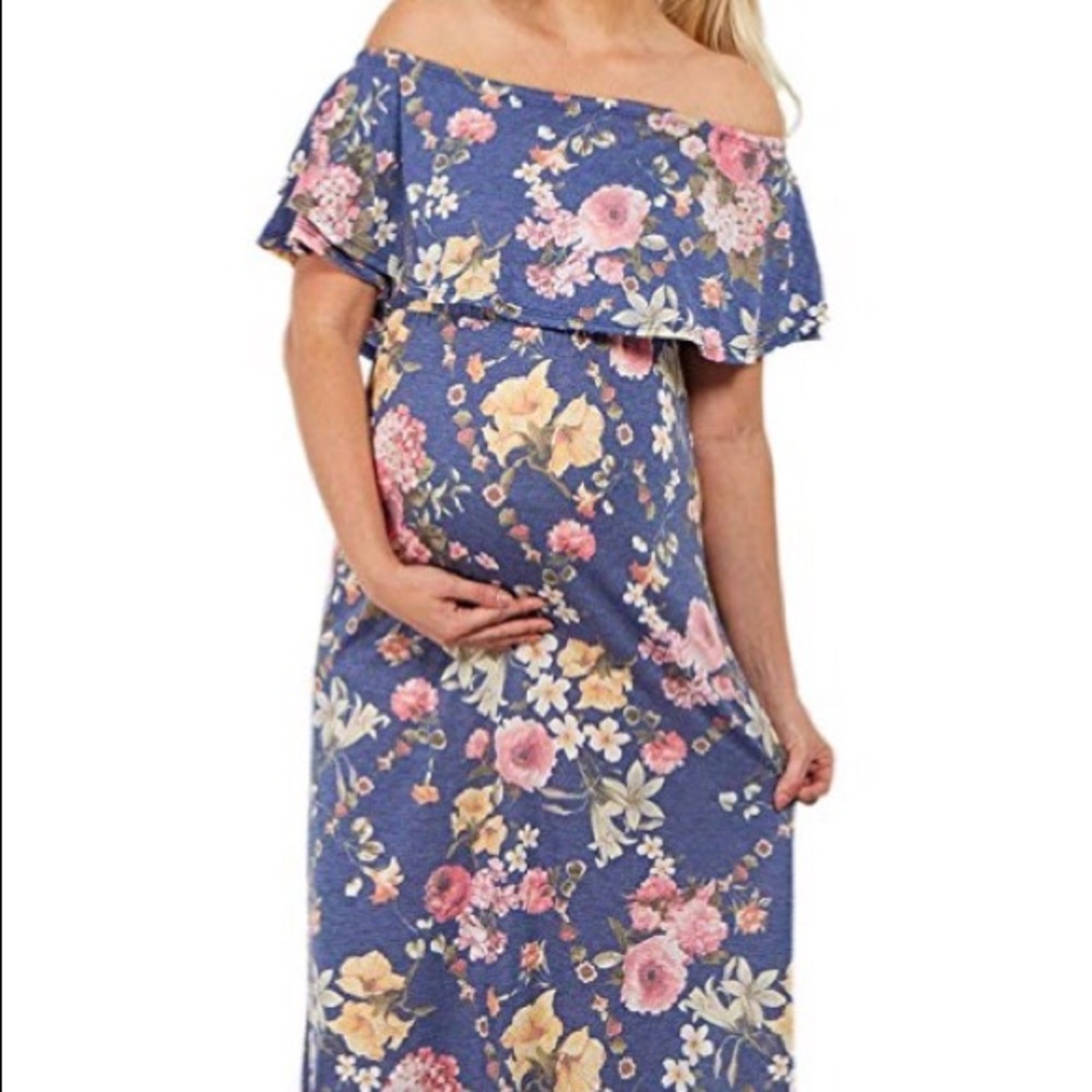 PinkBlush Maternity Floral off shoulder maxi dress